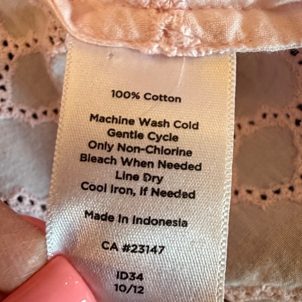 Talbots Women's Light Pink Eyelet design Button Down Blouse, Size 3X - Picture 12 of 15